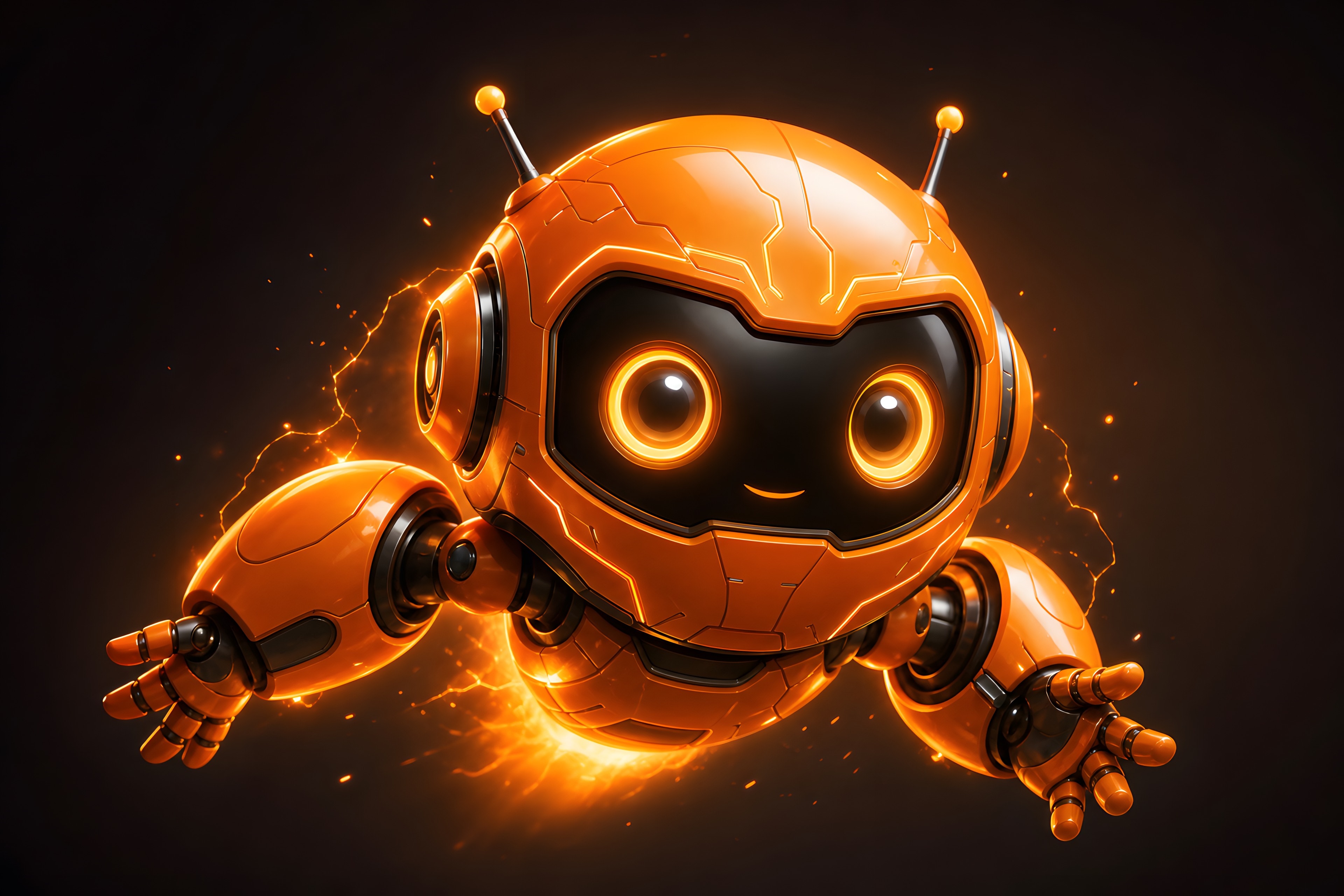 Mascota robot naranja de inskillClaude, brillante, lista para construir